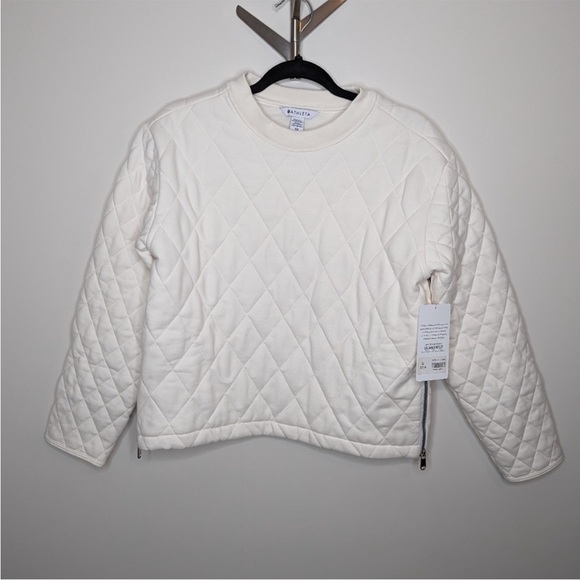 Athleta Retroplush Quilted Crewneck Sweatshirt Size XS White🆕 - Picture 5 of 8